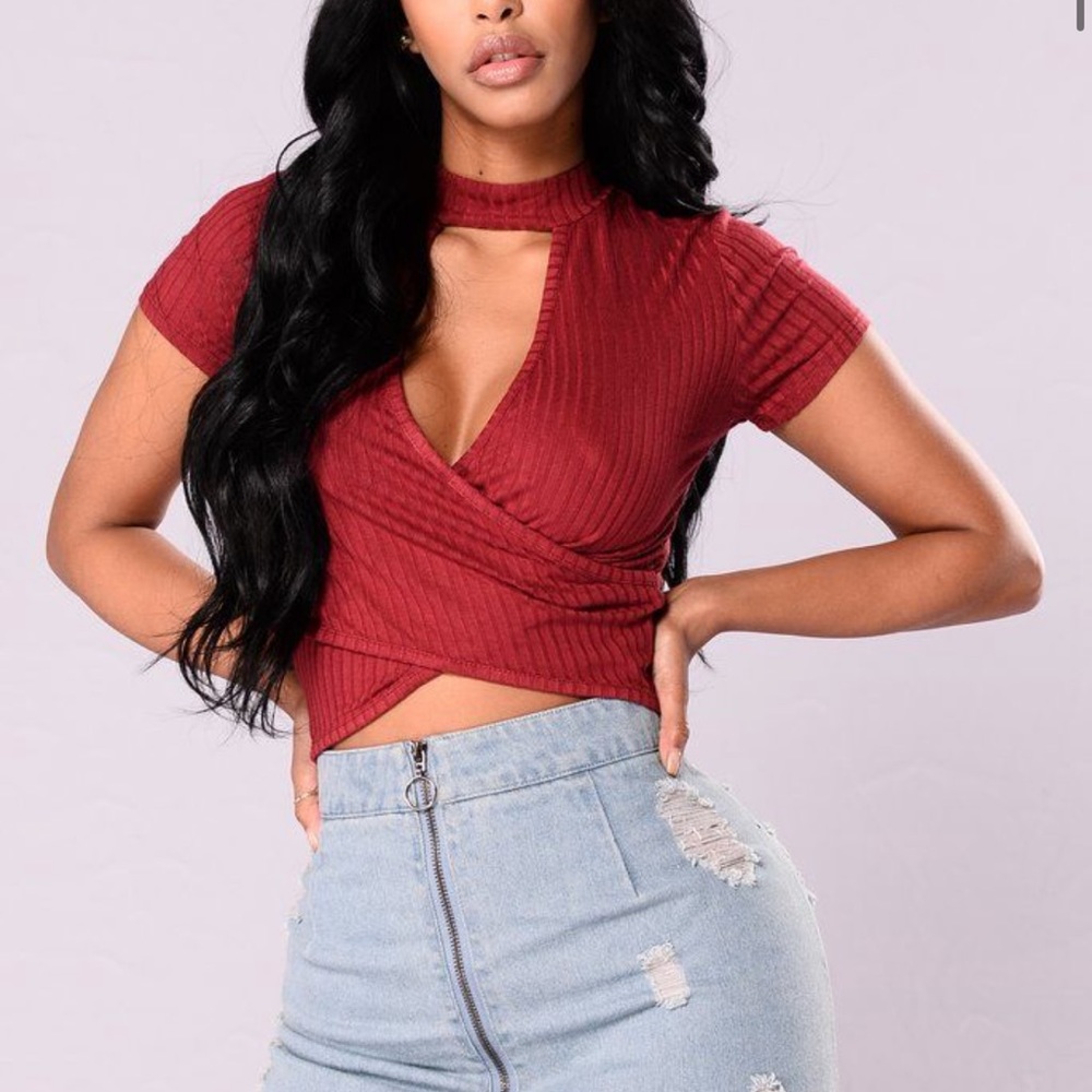 Fashion Nova - Not Your Main Squeeze Top - Burgundy
